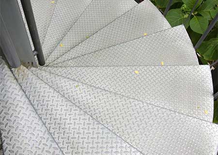 Embossed tread aluminum plates for stair treads