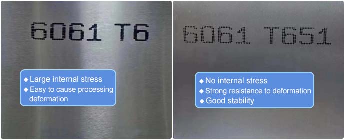 difference between 6061 aluminum plate T6 and T651